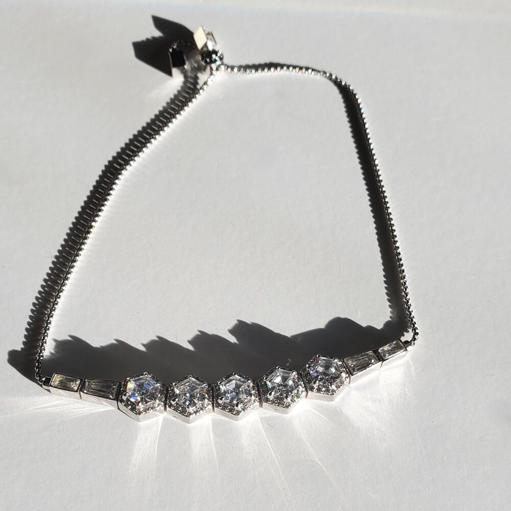 Henri Bendel Cubic Zirconia Crystal Octagon Adjustable size Bracelet